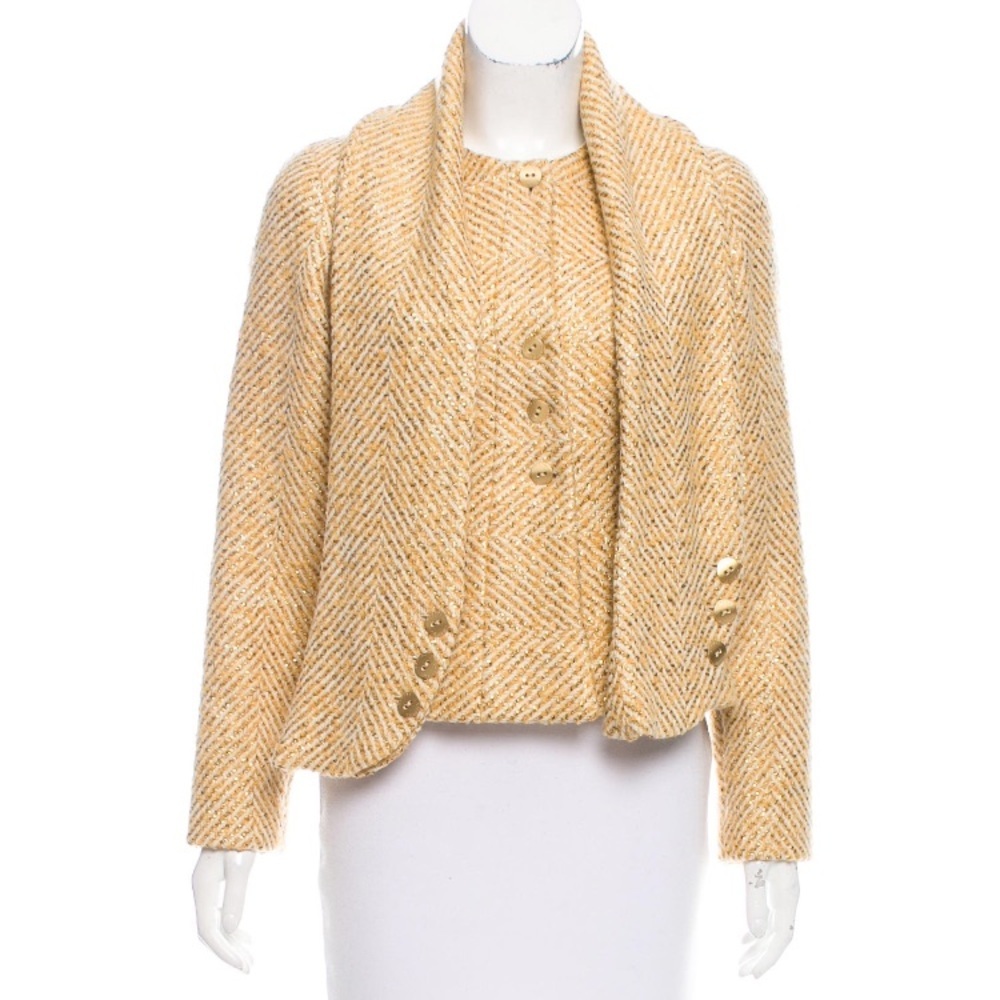 Chanel Metallic Accented Wool Jacket w/ Scarf